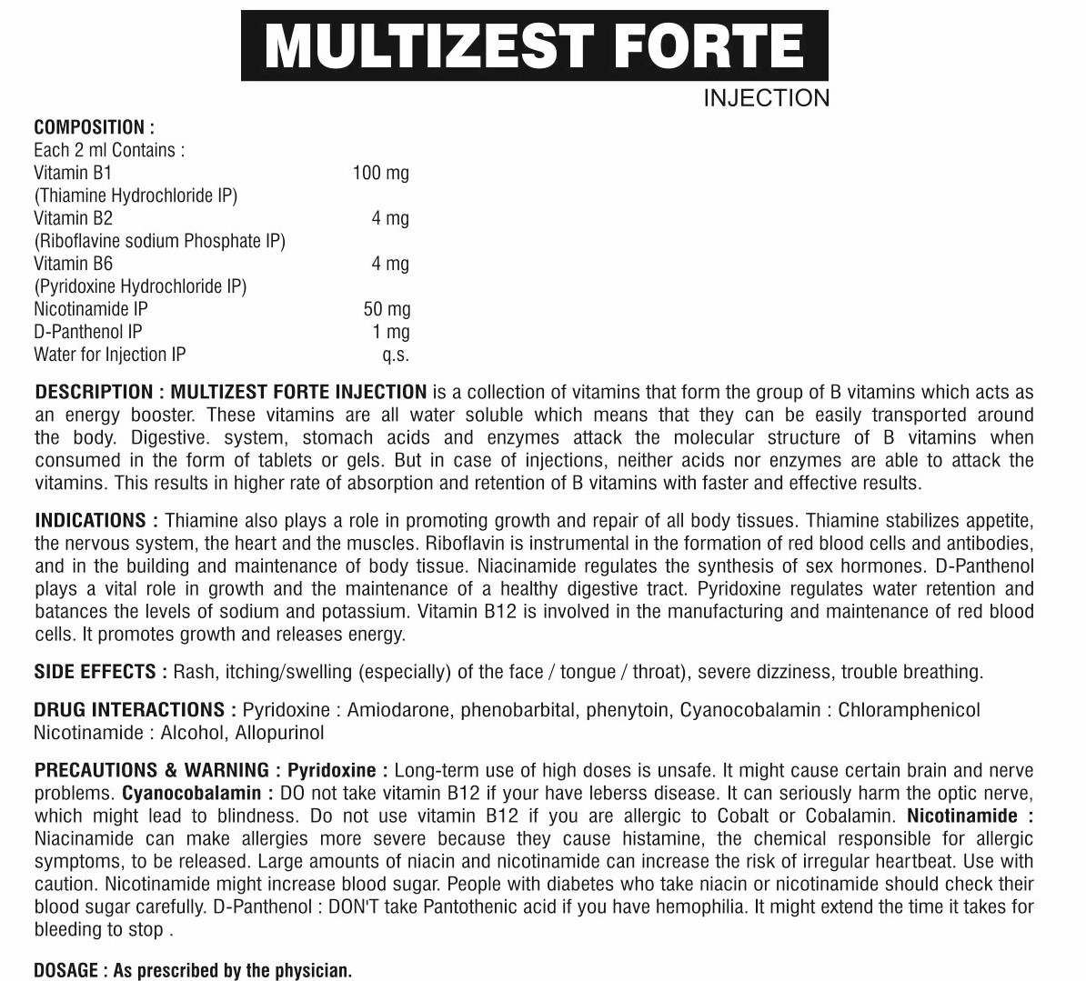 MULTIZEST FORTE INJECTION